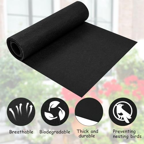 12x40 Inch Planter Liner Roll Fabric Planter Basket Liner Coconut Fiber Liner Roll Non Woven Black Hanging Basket Coco Liners Replacement Felt Window Box Liners for Plants Flower Outdoor Indoor Garden