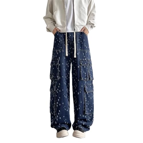 Men Jeans Wide Leg Denim Cargo Jean Pants Loose Straight Baggy Jeans
