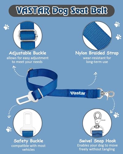 Vastar 2 Packs Adjustable Pet Dog Cat Car Seat Belt Safety Leash Vehicle Seatbelt Harness