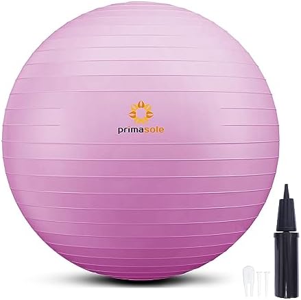 Primasole Denge Stabilitesi Fitness Egzersiz Pilates için Yoga ve Egzersiz Topu Ev Ofis ve Spor Salonunda Şişirici Pompalı (55 cm Tırnak Pembesi) PSS91NH013A - Görsel 1
