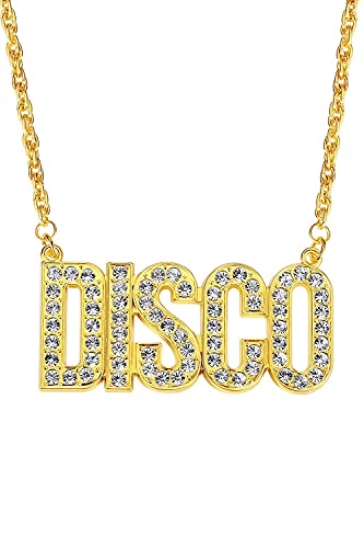 Disco Necklace 70s Party Chain Jewelry Metal Costume Gold Chain for men Disco Accessories for Women