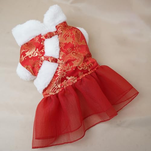 Roupa decorativa vintage térmica para animais de estimação vestido vermelho 110: Ano Novo 2022 Roupa