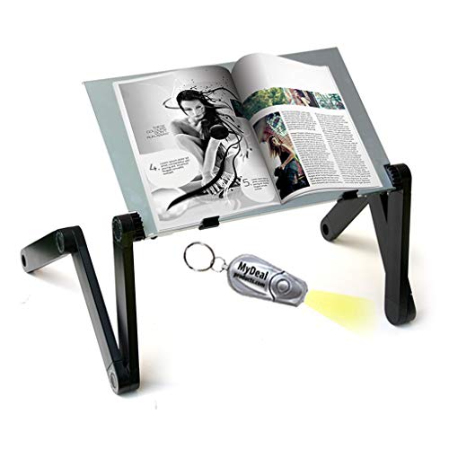 MyDeal Products QuickLIFT Book & Magazine Portable Stand with Easy Set-Up & Adjustable Height / Angle for Mounting on Desk / Bed / Couch / Floor. Includes Flashlight