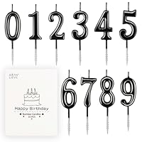 Beanlieve 10-Pieces Numeral Birthday Candles - Cake Numeral Candles Number 0-9 Glitter Cake Topper Decoration for Birthday,Wedding Anniversary,Party Celebration