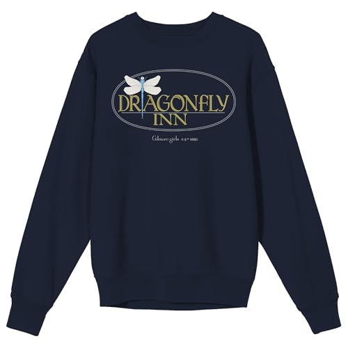 Bioworld Gilmore Girls Dragonfly Inn Adult Navy Crew Neck Long Sleeve Sweatshirt - Medium