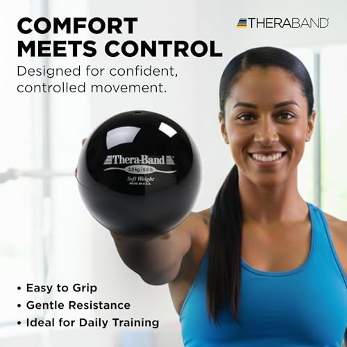 Image of THERABAND Soft Weight 6.6 Lb, 4.5 inch Ball-Shaped Isotonic Exercise Ball | Ball-shaped isotonic soft weight for physical therapy, Pilates, shoulder strength and rehab exercise