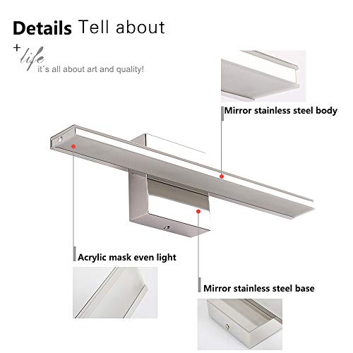 BRIVOLART Modern Bathroom Light Fixtures 16 Inch led Vanity Lighting Bar 9W Linear Vanity Lamps for Bathroom Chrome Mirror Light Fixture Bath Wall Sconces Light 6000K by BRIVOLART - Used condition - Image 4