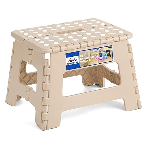 ACKO Folding Step Stool 9 Inch 300 lb Capacity, Plastic Foldable Step Stools for Kids and Adults, Folding Stools Suitable for Kitchen, Stepping Stool...
