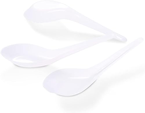 Miniatura 5 de Juvale Paquete de 500 cucharas desechables de plástico chino asiático para aperitivo, ramen, pho, 5.4 x 1.5 pulgadas, color blanco