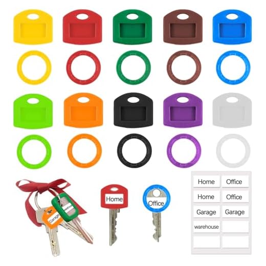 Qcdou 20 Piezas Tapas para Llaves, Identificador de Llaves, 2 Estilos de Tapas de Llave Redondas y Cuadradas, Funda Llaves Coloridos, 10 Colores, Fácil Identificación de Llave de Puerta(B)