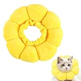 ZWWOGE Halskrause Katze, Halskrausen für Katzen,Halskrause Katze Weich,Katze Halskrause für Nach Operationen, leckschutz Katze für Kleine Hunde und Katzen Gelbes Haustierhalsband in Blumenform