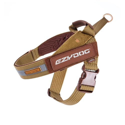 EzyDog Express Dog Harness | Dog Harness for Small, Medium and Large Dogs, Angled Ergonomic Design, Moulded Grip Handle, Easy Release Side Buckle (XL, Corduroy)