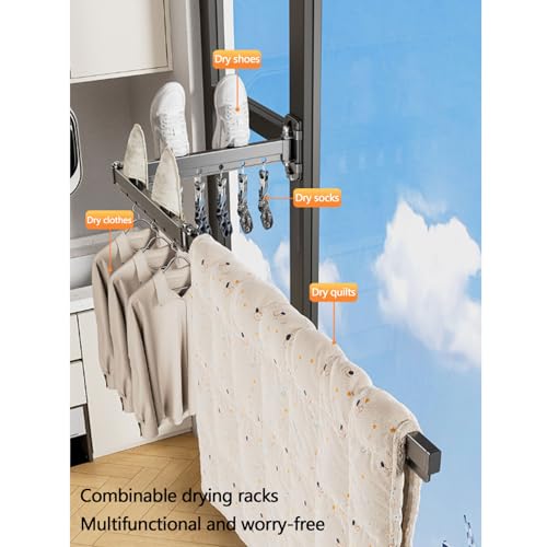 Étendoir à linge mural rétractable cintre pliable gain de place - 4