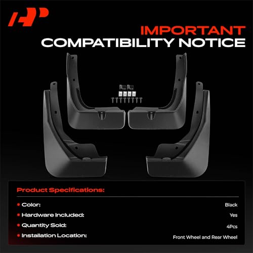 Image of A-Premium Set of 4PCS Mud Flaps Splash Guards Mudguards Mudflaps with Hardware Kits Compatible with BMW 530i, 530i xDrive, 540i xDrive, 2024, Front and Rear (Driver & Passenger Side) | Compatible with BMW 530i, 530i xDrive, 540i xDrive, 2024, Set of 4 Front and Rear