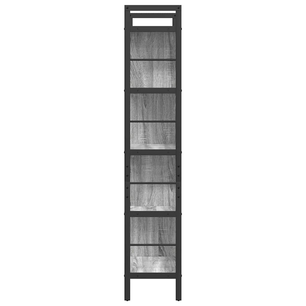 Estantería de Libros Gris Sonoma 75 x 30 x 156 cm con 9 estantes, Estructura Robusta de Acero y Madera Duradera, Ideal para Oficina, Sala, Dormitorio o Estudio, organización y decoración