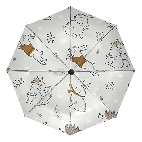 Parapluie automatique coupe-vent et ultra-léger avec motif lapin mignon