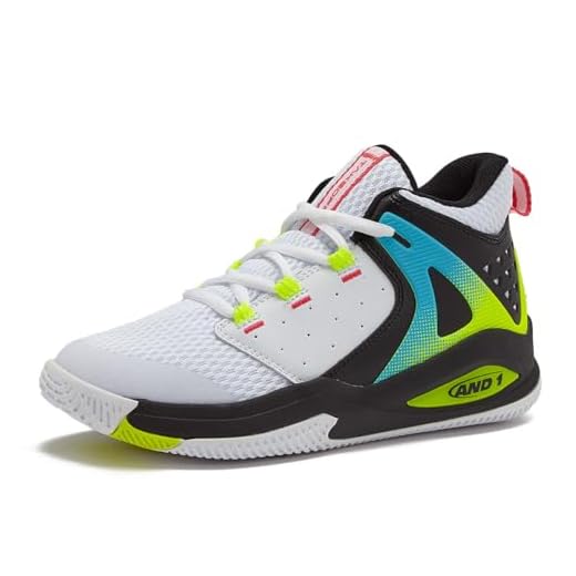 AND1 Takeoff 3.0 Girls & Boys Basketball Shoes - White/Black Trim/Yellow, 3 Little Kid