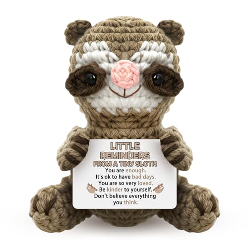 Zetckzilv Inspirational Gifts for Women Crochet Sloth Little Reminders Birthday Gifts Motisitive Gift for Friend Daughter Son Coworker College Students Emotional Cheer Stress Relief Gift