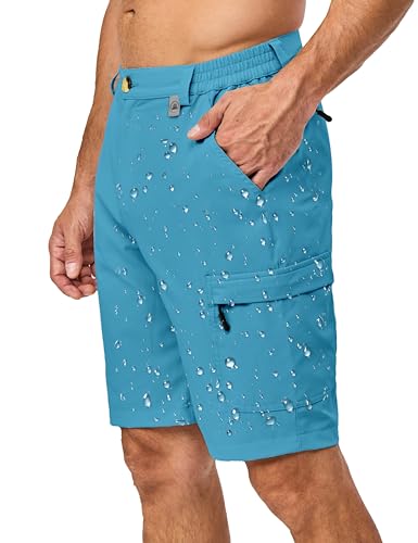 Mapamyumco Bermuda cargo masculina de secagem rápida, elástica, 25 cm, leve para atividades ao ar li