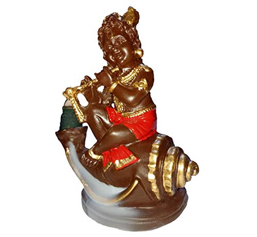 Image of Cute Gadda Laddu Gopal Smoke Fountain Backflow Cone Decorative Incense Holder (Multicolour) with 20 Back Flow Cones
