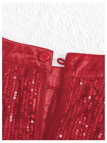 Image of OYOANGLE Girl's 2 Piece Outfit Sequin Sparkle Halter Neck Tank Top and Shorts Set