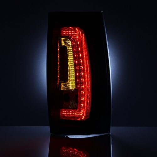 AKKON - For [C-Shape LED] 07-14 Chevy Suburban Tahoe Yukon Yukon XL Black Smoked Tail Lights Rear Brake Lamps Left+Right Pair