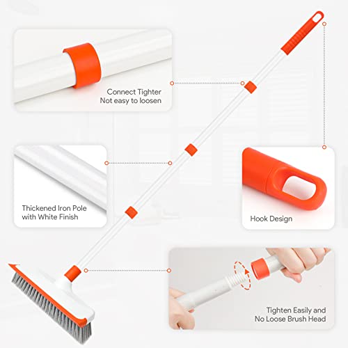 Delux Scrub Brush With Long Handle - Upgraded Floor Scrubber With Squeegee, 2 In 1 Scrape And Stiff Brush, Cleaning Brush For Bathroom, Deck, Tub, Tile, Kitchen, Swimming Pool, Patio, Garages #TOP3