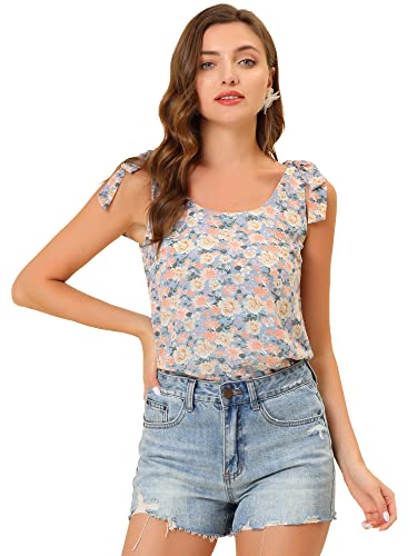 Débardeur sans manches femme motif floral avec bretelles nœud papillon