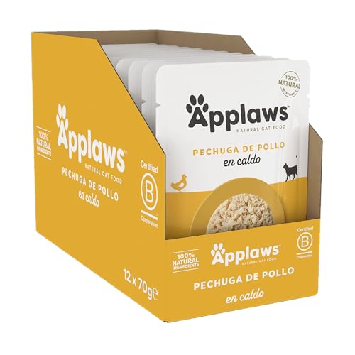 Applaws 100% Natural Wet Cat Food, Chicken Breast in Broth - Pack of 12 x 70g Pouch