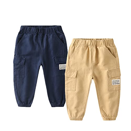 Feidoog Toddler Baby Boys 2 Pack Sweatpants Solid Cotton Elastic Waist Trousers Active Jogger Pants,Blue+Khaiki,4-5T Feidoog Toddler Baby Boys 2 Pack Sweatpants Solid Cotton Elastic Waist Trousers Active Jogger Pants,Blue+Khaiki,4-5T