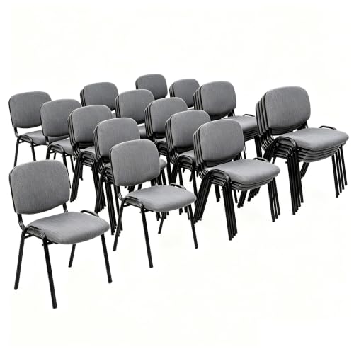 Image of CLATINA Stackable Waiting Room Chairs, Cloth Fabric Guest Reception Chair with Upholstered Thickene Seat and Back Support, Stacking Chair Metal Leg for Office School Church Conference, Gery, 20 Pack