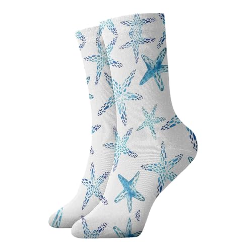 Zcmkjlg Bonitos calcetines gruesos y acogedores con diseño de estrella de mar, calcetines casuales para hombres y mujeres, uso diario en casa