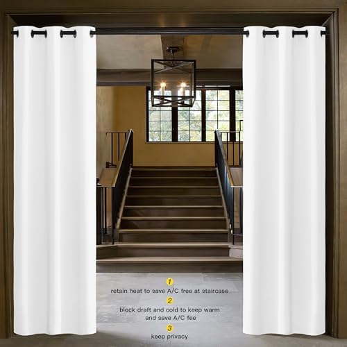 Image of NICETOWN Curtains & Drapes for Door Tapestry, 80 inches Long Door Curtains for Bathroom Pantry Bedroom Closet (White, 1 Panel, 2.8ft Wide x 6.7ft Long)