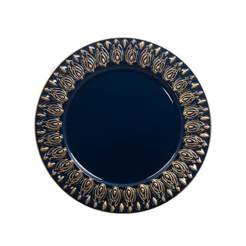 Plato cargador plástico durable azul y dorado pack 6 miniatura 2
