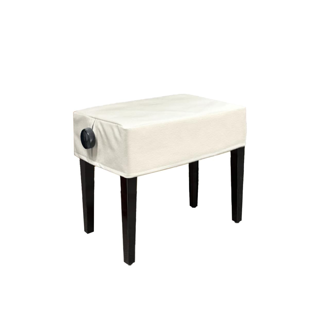 Huba Copertura per sgabello da pianoforte, 56 x 36 x 15 cm, in tessuto effetto pelle, con fori laterali per panca regolabile, colore: bianco sporco