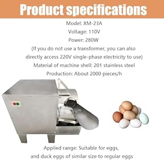 BEILOCKERY Commercial Egg Washing Machine, Automatic Poultry Egg Cleaner for Chicken/Duck/Goose Eggs, Electric Farm Eggs Surface Cleaning Machine 2000 Pcs/H 110V