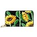 Produktbild JHGFG Mode Handtasche Reißverschluss Brieftasche Nahtloses Muster Sonnenblumen Auf Schwarzem Hintergrund Telefon Kupplung Geldbörse Abendkupplung Blockieren Leder Brieftasche Multi Card