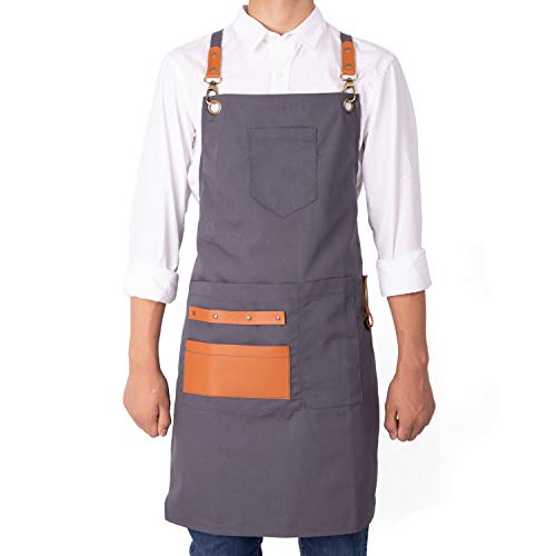 Neoviva Canvas Tool Apron For Men And Women With Pockets, Adjustable Heavy Duty Cross Back Work Apron For Shop Bbq Woodworking #TOP28