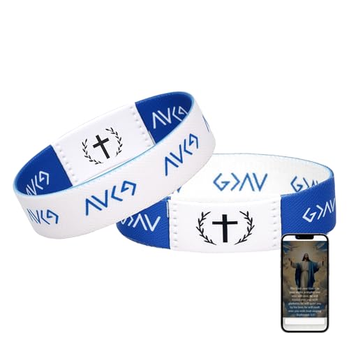 BECOMFY Daily Bible Verse Bracelets With NFC, Christian Bracelet, Adjustable Wearable Inspirational Spiritual Energy Quotes Bracelets, Christian Wristbands Bible Gifts (Blue & White 1 Pc)