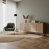 DecHome - Madia Soggiorno Stile Boho 4 Ante 2 Cassetti in Legno di Quercia effetto Vimini 180x40x71 cm colore quercia e vimini