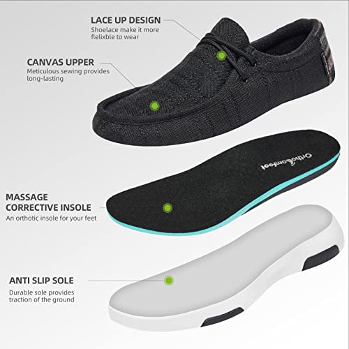 Orthocomfoot Womens Slip On Shoes For Plantar Fasciitis Pain Relief, Comfortable Orthopedic Sneakers With Arch Support, Ortho Flat Feet, Orthaheel Shoes, Orthotics Supportive Loafers Black Size 8 #TOP4