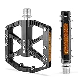 MZYRH Road/Mountain Bike Pedals,Bicycle Pedals with Reflectors,3 Bearings 9/16” Aluminum Alloy MTB P