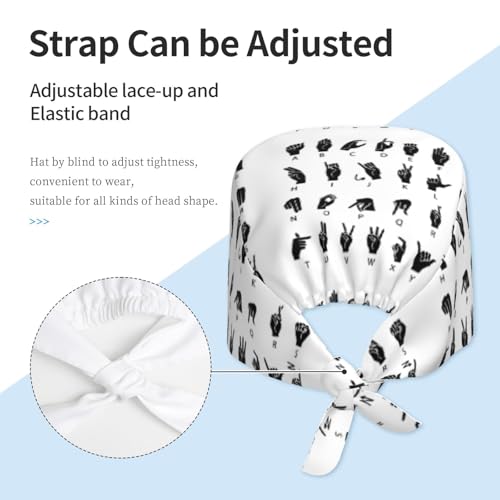 Image of Working Cap Scrub Cap with Sweatband Adjustable Unisex Women Tie Back Hat Nurse Surgical Caps