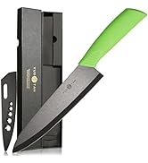 YUSOTAN Ceramic Kitchen Knife 8inch Ceramic Chef Knife Sharp Ceramic Knife with Cover and Green H...
