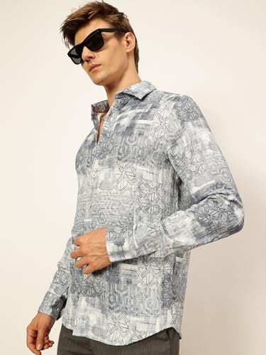 Image of Thomas Scott Mens Slim Fit Full Sleeves Printed Casual Shirt