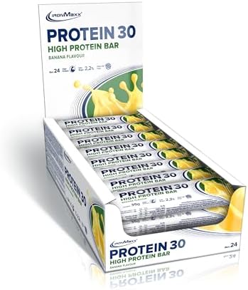 IronMaxx Protein 30 Eiweißriegel - Banana 24 x 35g | palmölfreier und glutenfreier Proteinriegel mit Vitaminen | für zuckerreduzierte und Low-Carb-Ernährung geeignet