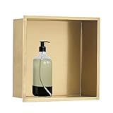 lyxxw nicchia doccia 12.5 x 12.5 mensole da incasso in acciaio inox per nicchia, mensole da bagno per ambienti moderni, bagno, toilette, cucina - spazzolato,d'oro