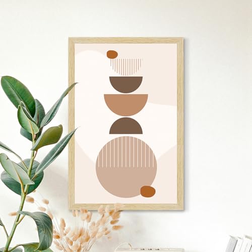 Image of ArtX Paper Bohemian Shapes Wall Painting For Living Room, Boho Framed Painting for Wall Decoration, Wall Decor For Bedroom, 18.0 x 12.0 inches, Set Of 3