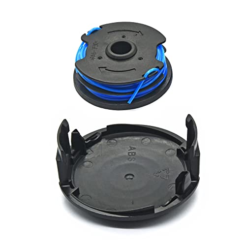WETOOLPLUS Dual 0.065\" Replacement String Trimmer Spool Line for Harbor Freight 20115E-B Bauer Corded 5.5 Amp 15 Inch String Trimmer 2 Pack (1 Spool & 1 Cap)