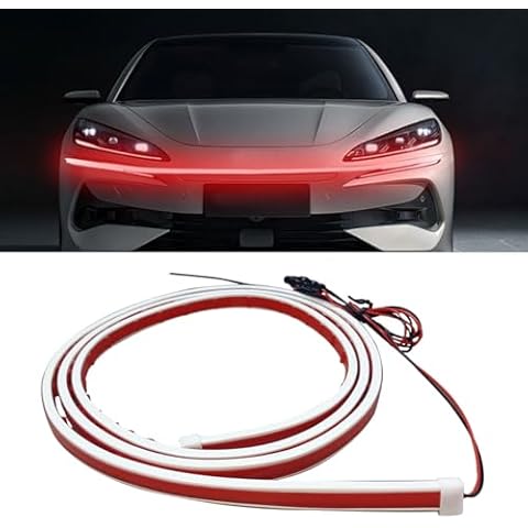 Car Hood LED Light Strip, Dynamic Scan Start Up Daytime Running Light Strip, 71 Inch Flexible Auto LED Strip Light, Waterproof Exterior Lights Strips Kit for Cars, Trucks, SUVs (Red) Cover